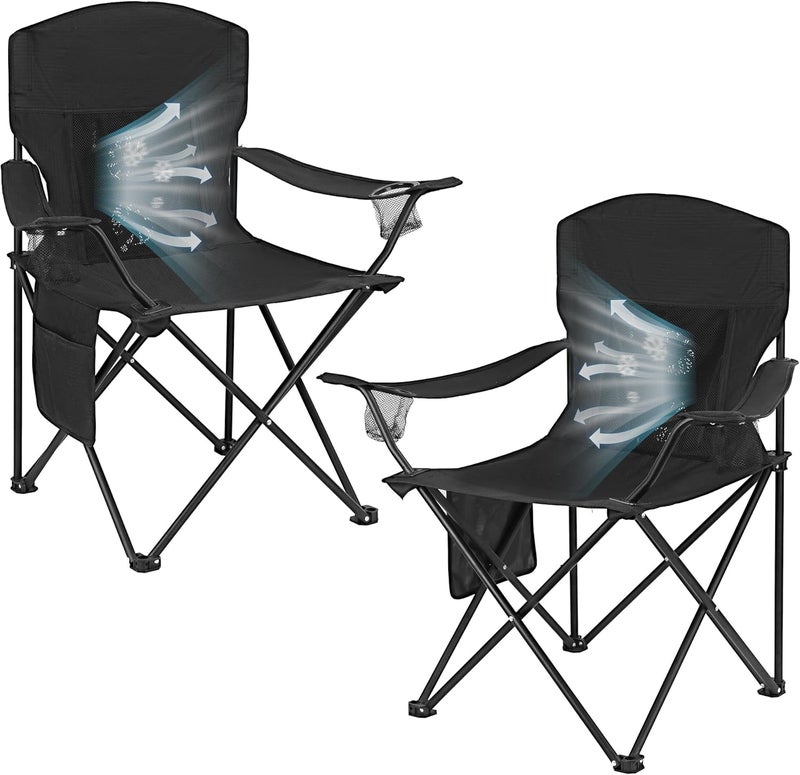 WEIDIORME 2 Pack Camping Chairs with Fan, Lightweight Camp Chair 300LBS Portable Foldable Chairs for Adults & Teens, Compact with Carry Bag for Camping, Beach, Picnics, Outdoor - Image 1